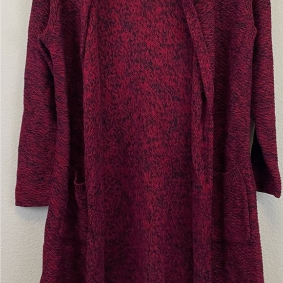 Lucky Brand Marled Open Front Long Cardigan Sweater Red Size 1X - Picture 3 of 9